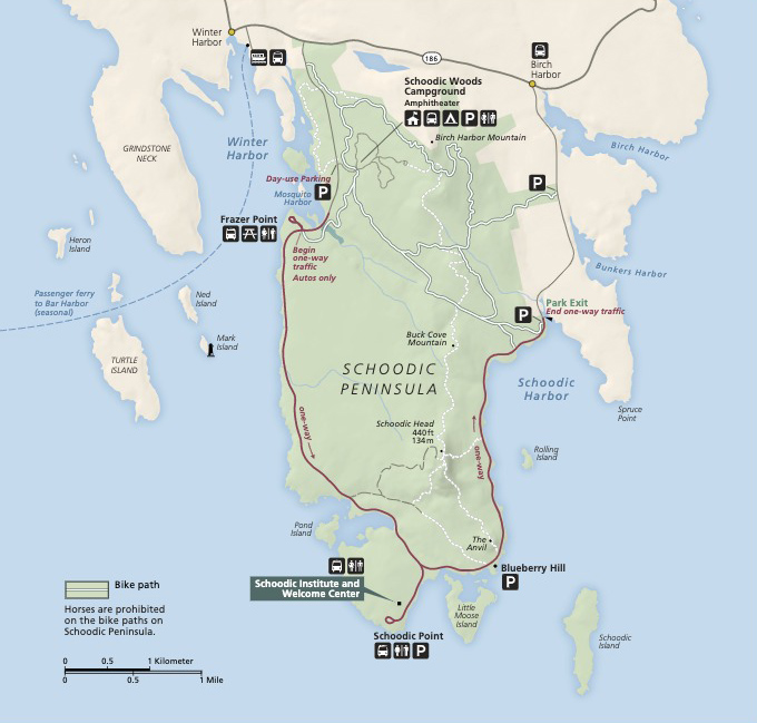 Acadia National Park Schoodic Peninsula Detail Map