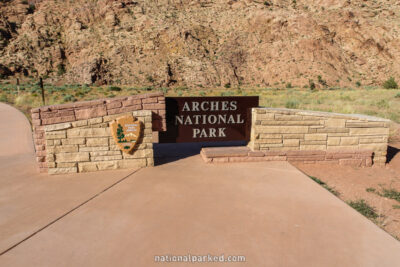 Entrance Sign in Arches National Park in Utah