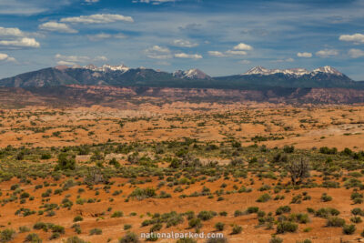 LaSal Mountains Viewpoint in Arches National Park in Utah