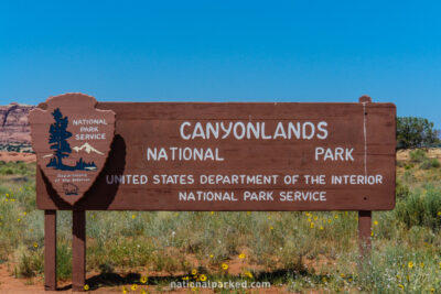 Needles Entrance Sign in Canyonlands National Park in Utah
