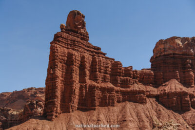 Chimney Rock in Capitol Reef National Park in Utah