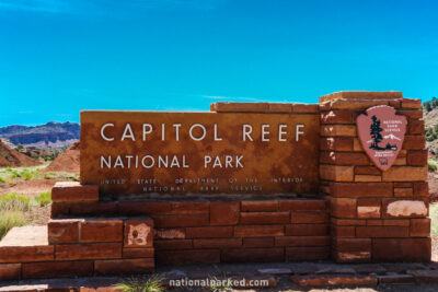 Entrance SIgn in Capitol Reef National Park in Utah