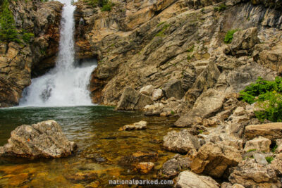 Running Eagle Falls in Glacier National Park in Montana