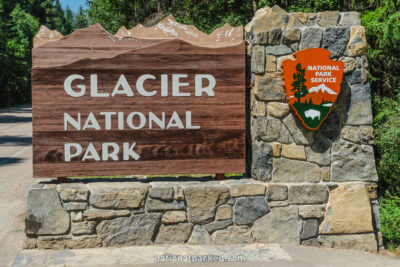 West Entrance Sign in Glacier National Park in Montana