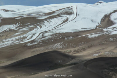 Dune Field in September Snow in Great Sand Dunes National Park in Colorado