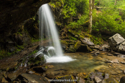 Grotto Falls in Great Smoky Mountains National Park in Tennessee