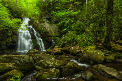 Spruce Flats Falls in Great Smoky Mountains National Park in Tennessee