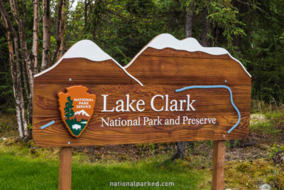 Entrance Sign in Lake Clark National Park in Alaska