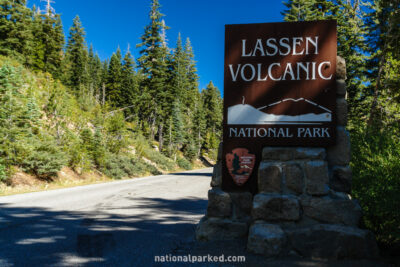 Southwest Entrance Sign in Lassen Volcanic National Park in California