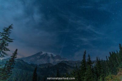 Paradise Valley at night in Mount Rainier National Park in Washington