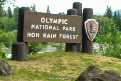Hoh Entrance Sign in Olympic National Park in Washington