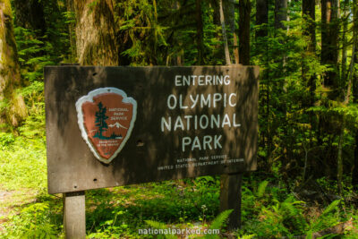 Quinault Entrance Sign in Olympic National Park in Washington