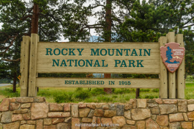 Entrance Sign in Rocky Mountain National Park in Colorado