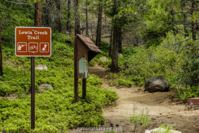 Lewis Creek Trailhead in Kings Canyon National Park in California