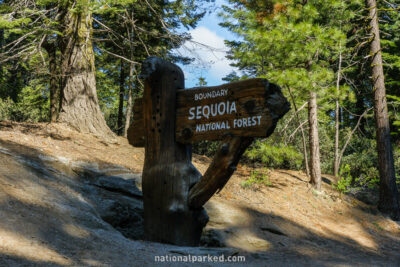 Sequoia National Forest Boundary in Sequoia National Park in California