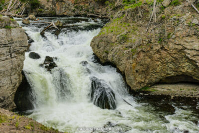 Firehole Falls in Yellowstone National Park in Wyoming