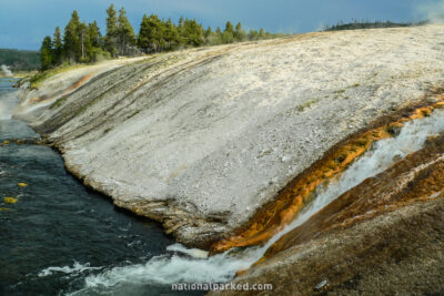 Firehole River at Midway in Yellowstone National Park in Wyoming