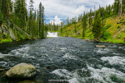 Lewis Falls in Yellowstone National Park in Wyoming