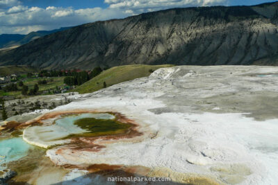 New Blue Spring in Yellowstone National Park in Wyoming