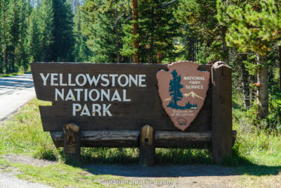 Northeast Entrance Sign in Yellowstone National Park in Wyoming