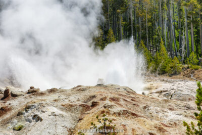 Steamboat Geyser in Yellowstone National Park in Wyoming