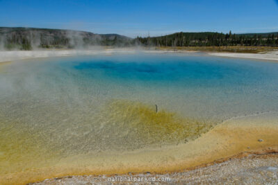 Sunset Lake in Yellowstone National Park in Wyoming