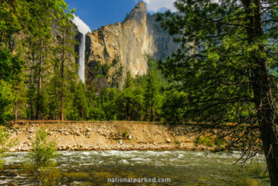 Bridalveil Fall in Yosemite National Park in California