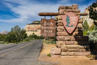 East Entrance Sign in Zion National Park in Utah