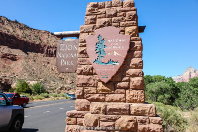 South Entrance Sign in Zion National Park in Utah